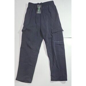 NWT Original Deluxe Fleece Cargo Sweatpants Mens Small Navy Blue Drawstring